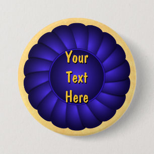 Blue Ribbon Rosette to Personalize Button