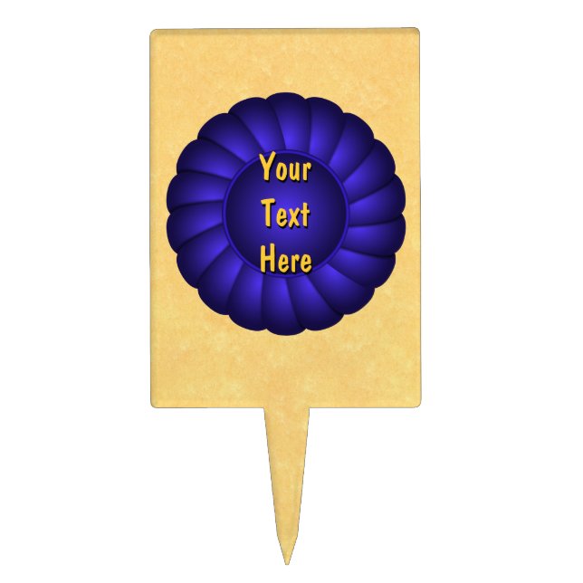 Blue Ribbon Rosette to Personalize Cake Topper (Front)