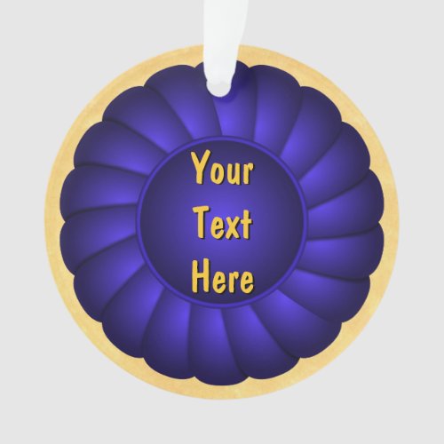 Blue Ribbon Rosette to Personalize Ornament