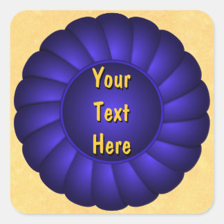 Blue Ribbon Rosette to Personalize Square Sticker
