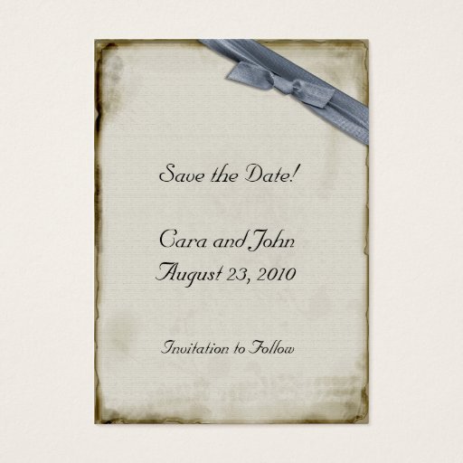 Customizable Blue Ribbon Save the Date Business Card Templates