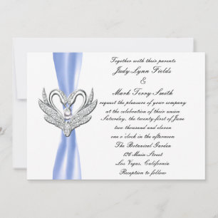 Blue Ribbon Silver Swans Invitation