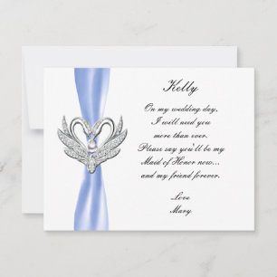 Blue Ribbon Silver Swans Maid Of Honor Card