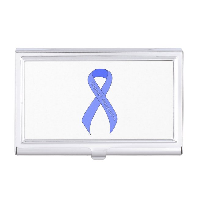 Blue Ribbon Support Awareness Business Card Case (Front)