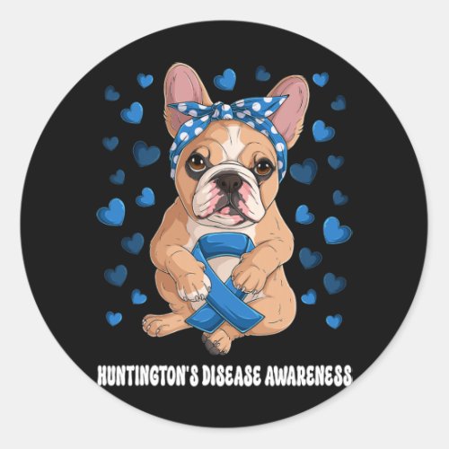 Blue Ribbon Survivor Warrior Huntingtons Disease  Classic Round Sticker