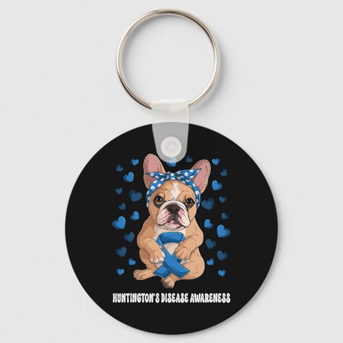 Blue Ribbon Survivor Warrior Huntingtons Disease  Keychain