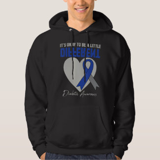 Blue Ribbon T1D T2D Diabetic Diabetes Awareness Wa Hoodie