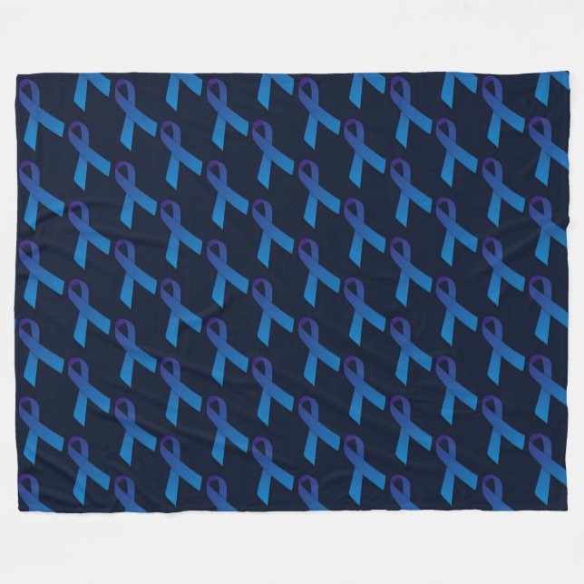 Blue Ribbon Tiled Pattern Fleece Blanket (Front (Horizontal))