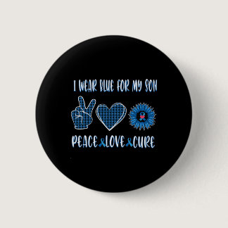 Blue Ribbon To My Son November Diabetes Awareness  Button