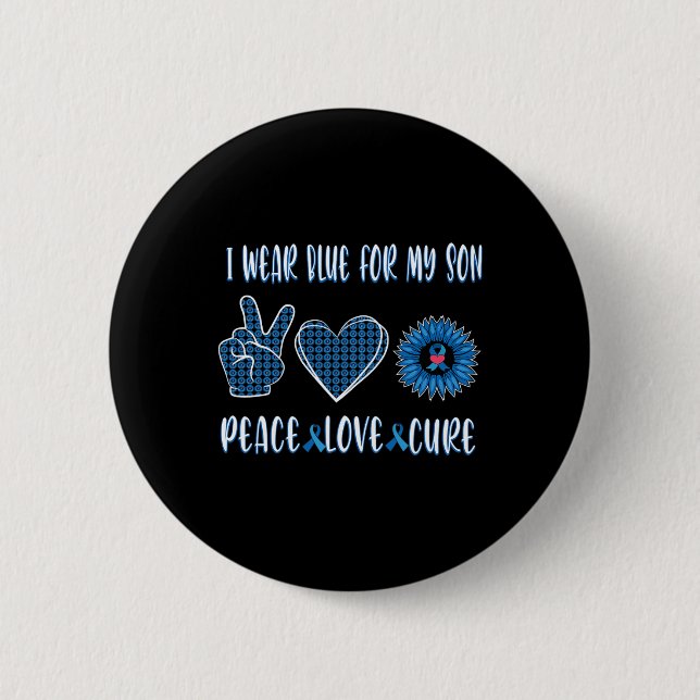 Blue Ribbon To My Son November Diabetes Awareness  Button (Front)