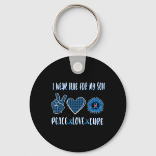 Blue Ribbon To My Son November Diabetes Awareness Keychain