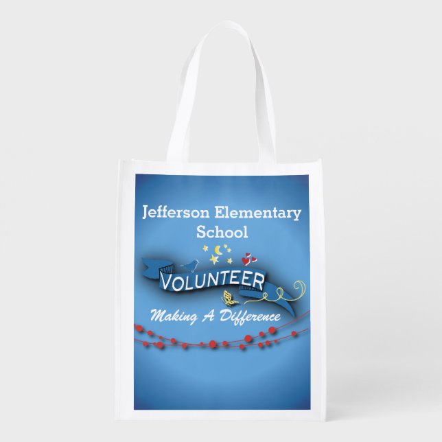 Blue Ribbon Volunteer Reusable Grocery Bag (Back)