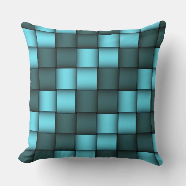 Blue Ribbon Weave Pattern Throw Pillow.  Throw Pillow (Front)