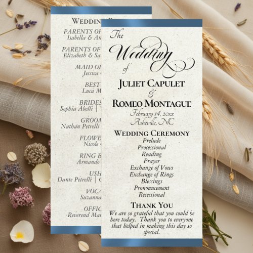 Blue Ribbon Wedding Program