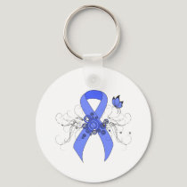 Blue Ribbon with Butterfly Keychain
