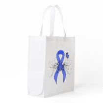 Blue Ribbon with Butterfly Reusable Grocery Bag