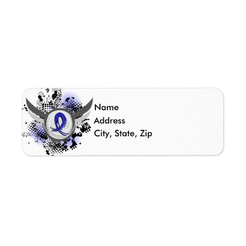 Blue Ribbon With Wings Ankylosing Spondylitis Label