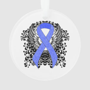 Dark Blue Ribbon for Colon Cancer Awareness Ceramic Ornament AN1202CO1