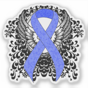 Blue Ribbon with Wings Sticker