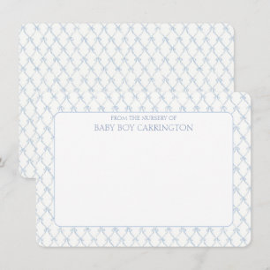 Blue Ribbons Bows Vintage Personalized Note Card