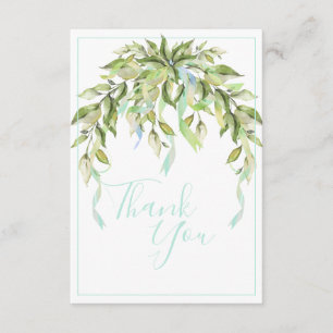 Blue Ribbons Greenery Elegant  Thank You Card