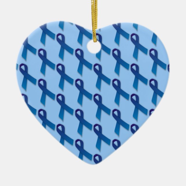Blue Ribbons Pattern Ceramic Ornament (Front)