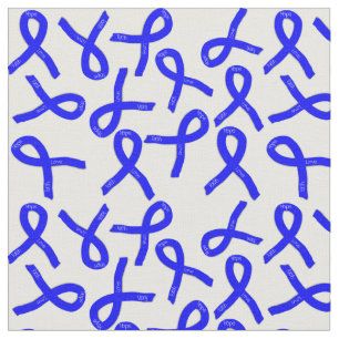 Blue Ribbons Support and Awareness Fabric