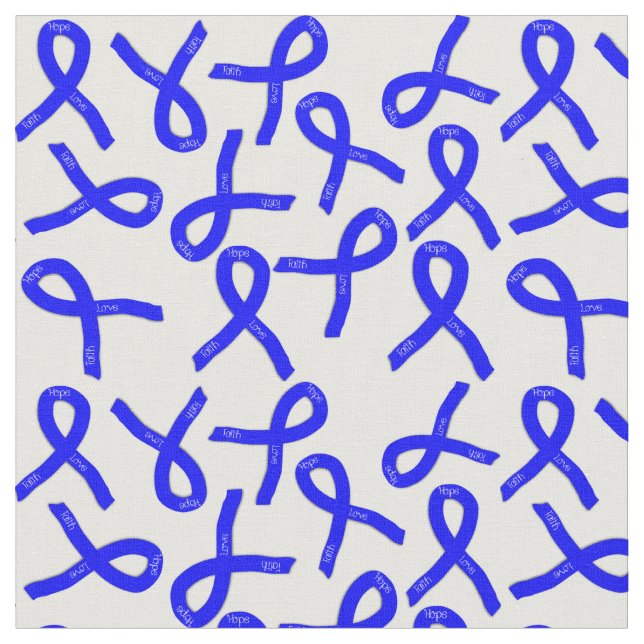 Blue Ribbons Support and Awareness Fabric (Close Up)