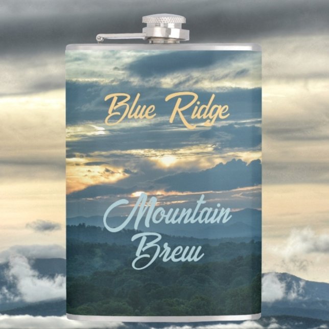 Blue Ridge Mountains Brew Sunset Photographic Flask (Creator Uploaded)