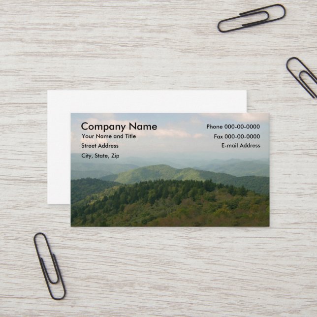 Blue Ridge Mountains Business Card (Front/Back In Situ)