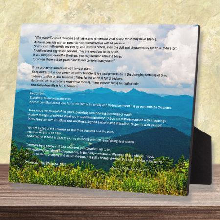 Blue Ridge Mountains Desiderata Plaque