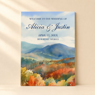 Blue Ridge Mountains Fall Watercolor Wedding Foam Board