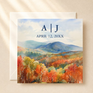 Blue Ridge Mountains Fall Watercolor Wedding Invitation