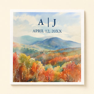 Blue Ridge Mountains Fall Watercolor Wedding Paper Dinner Napkins