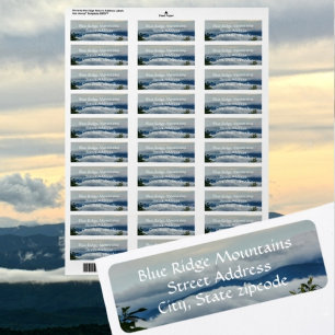 Blue Ridge Mountains in Clouds Label