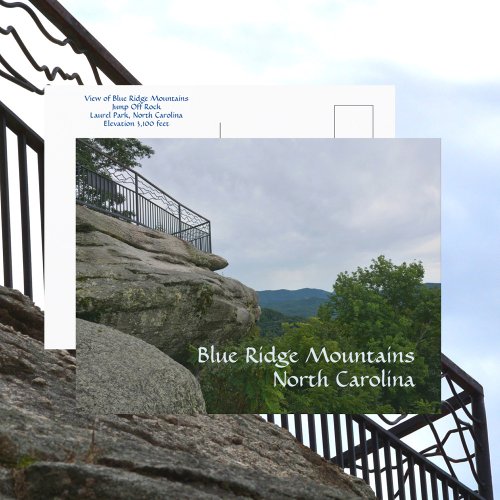 Blue Ridge Mountains Jump Off Rock NC Photographic Postcard