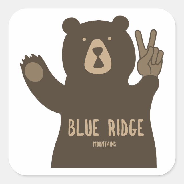 Blue Ridge Mountains Peace Bear Square Sticker (Front)