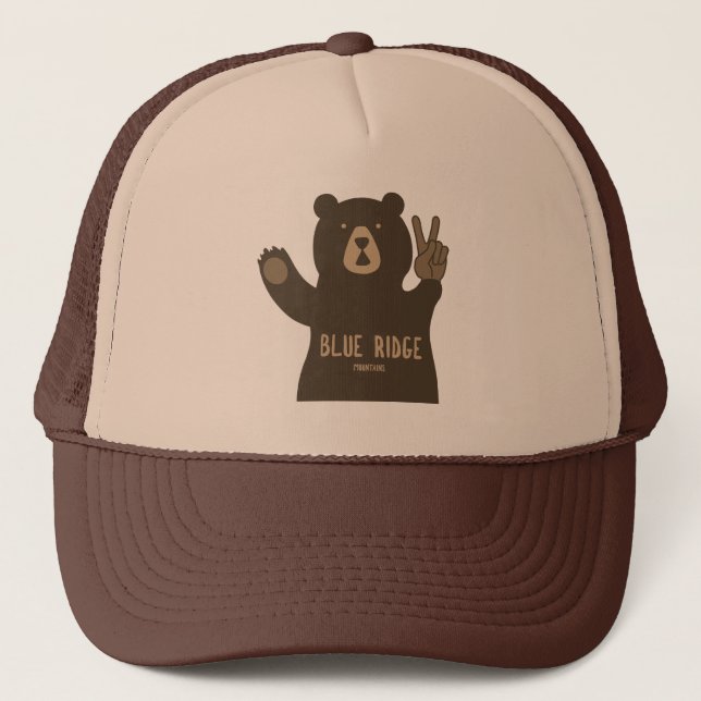 Blue Ridge Mountains Peace Bear Trucker Hat (Front)