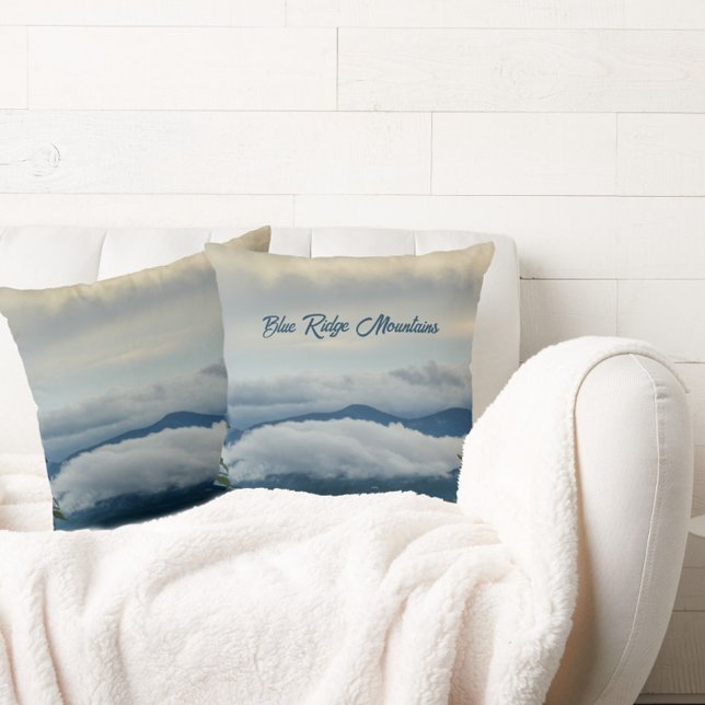 Blue Ridge Mountains Photographic Blue Throw Pillow (Creator Uploaded)