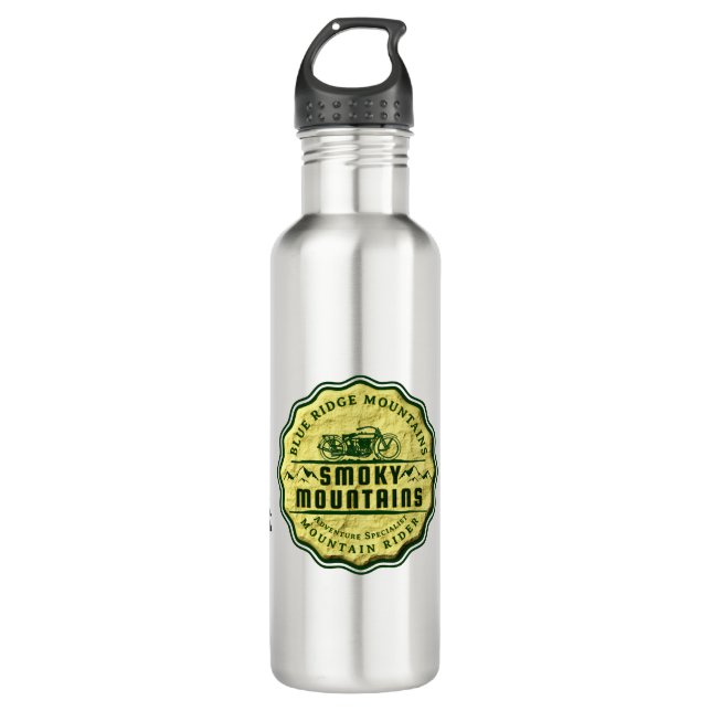Blue Ridge Mountains Rider Stainless Steel Water Bottle (Front)