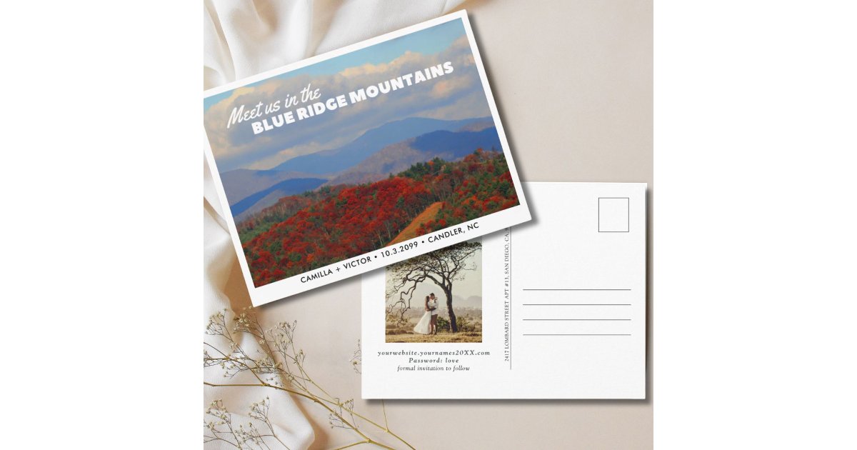 Blue Ridge Ga Postcard Blue Ridge Mountains Save the Date Postcard | Zazzle