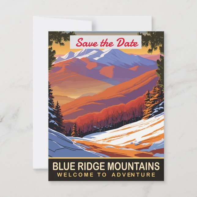 Blue Ridge Mountains Snowy Wedding Invitation (Front)