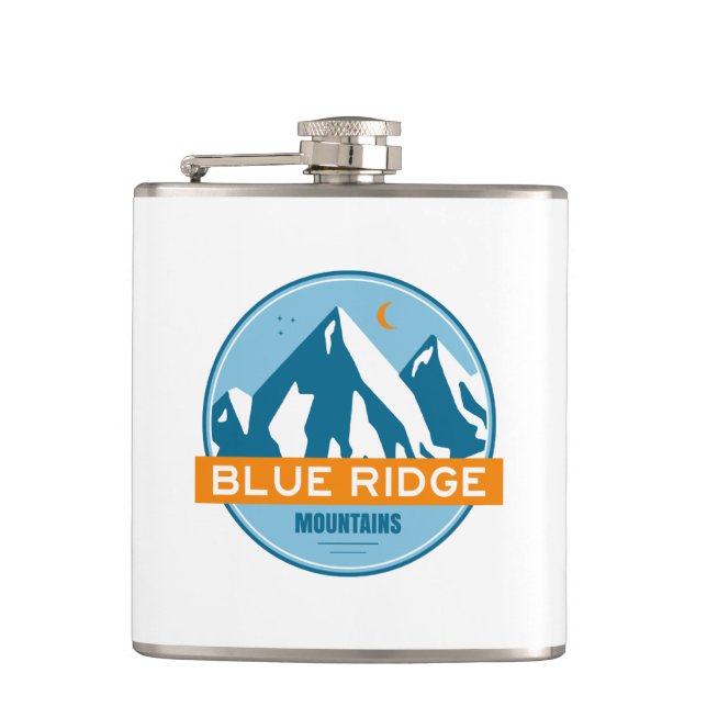 Blue Ridge Mountains Stars Moon Flask (Front)