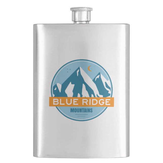Blue Ridge Mountains Stars Moon Flask (Front)