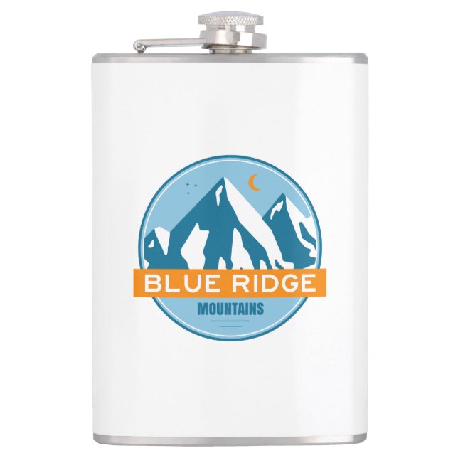 Blue Ridge Mountains Stars Moon Flask (Front)