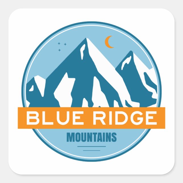 Blue Ridge Mountains Stars Moon Square Sticker (Front)