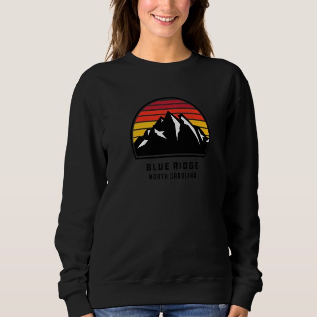 Blue Ridge North Carolina Retro Style Mountain Sun Sweatshirt (Front)