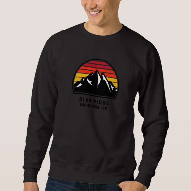 Blue Ridge North Carolina Retro Style Mountain Sun Sweatshirt (Front)