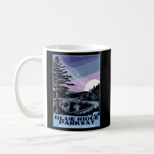 Blue Ridge Parkway At Night Wpa Style Stars Moon Coffee Mug