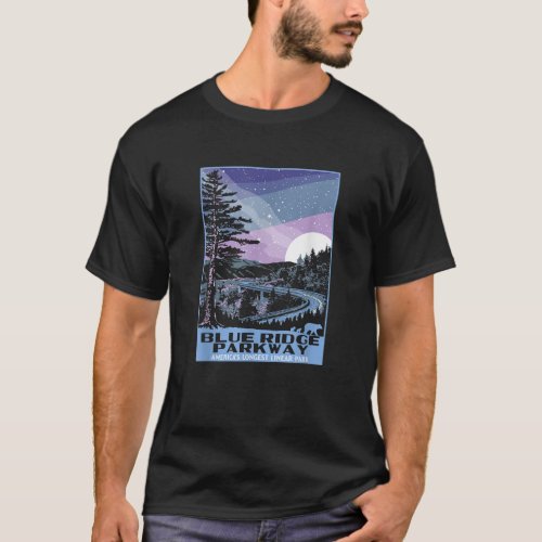 Blue Ridge Parkway at Night WPA Style Vintage Star